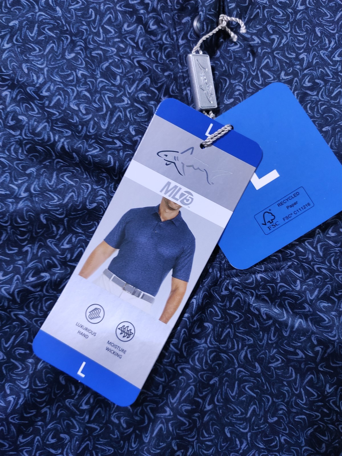Greg Norman Shirt Adult Large Blue 3 Button ML75 Play Dry Cooling Polo Mens
