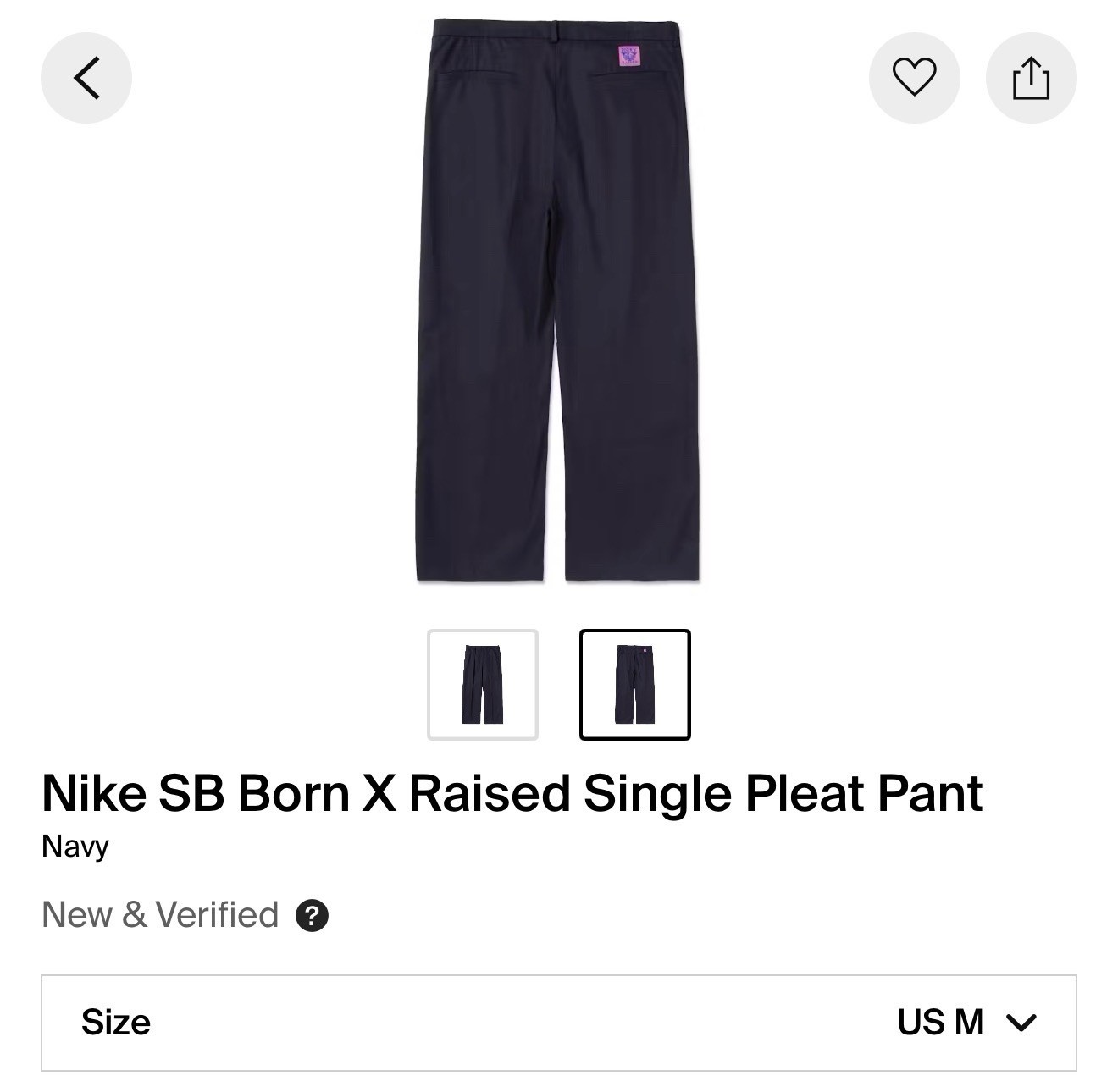 NIKE SB x BORN X RAISED SINGLE PLEAT PLEATED PANTS NAVY [SIZE XL MEN]
